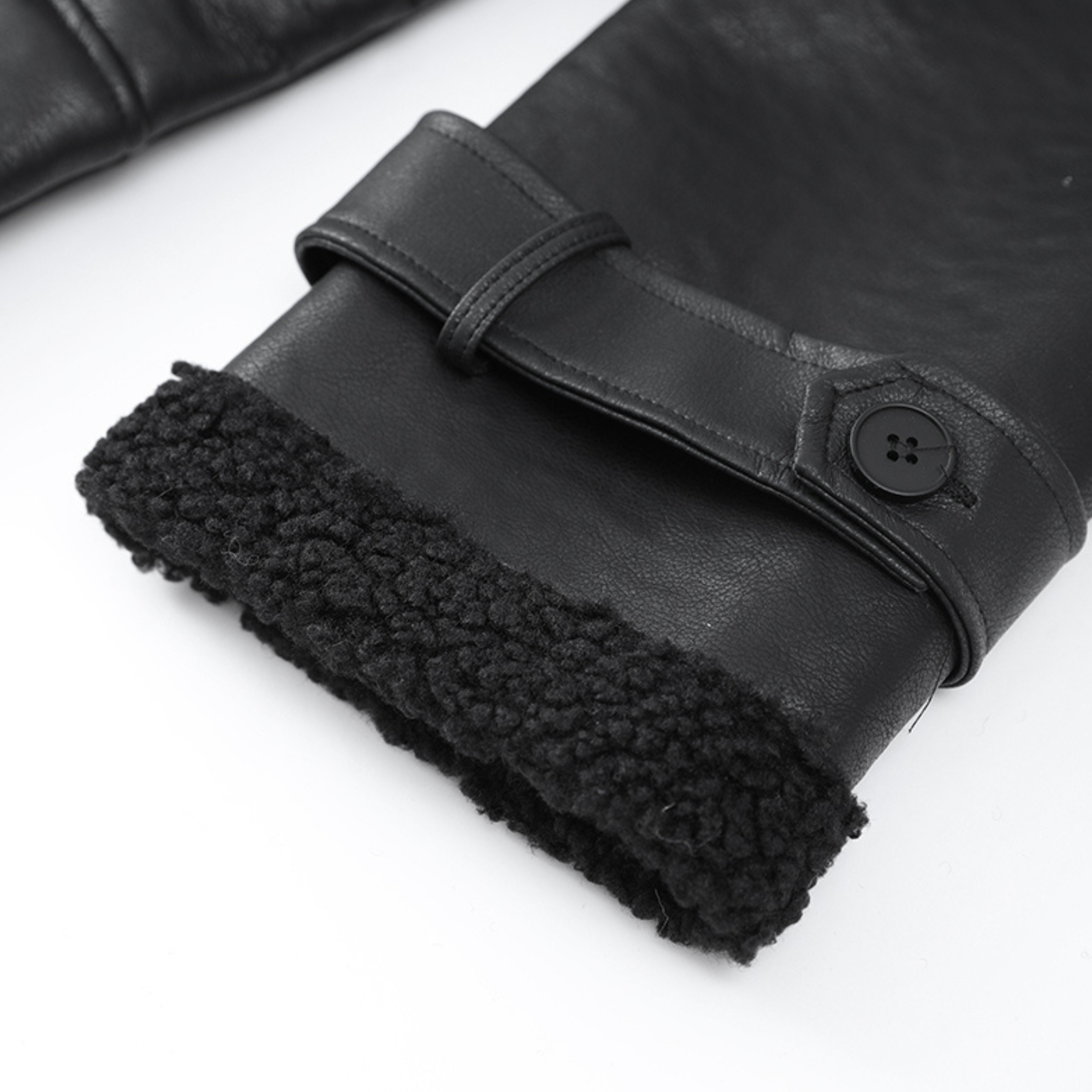 Noelia |  Abrigo de lujo de cuero y lana de cordero con diseño patchwork