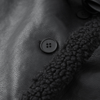 Noelia |  Abrigo de lujo de cuero y lana de cordero con diseño patchwork