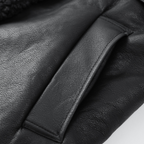 Noelia |  Abrigo de lujo de cuero y lana de cordero con diseño patchwork