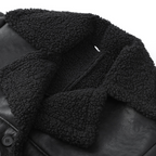 Noelia |  Abrigo de lujo de cuero y lana de cordero con diseño patchwork