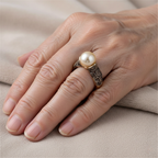 Anillo de oro vintage con perla