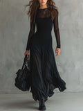 Luna™ | Vestido largo de tul negro con un encanto etéreo