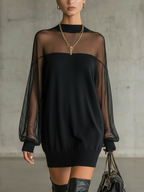 Amélie™ | Elegante Vestido corto negro con mangas de malla