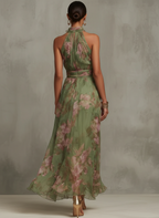 Sofia — Elegante vestido largo de gasa con escote americano