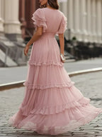 Zoé | Vestido Maxi Rosa Elegante para Boda