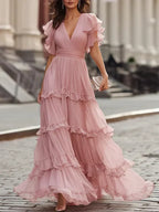 Zoé | Vestido Maxi Rosa Elegante para Boda