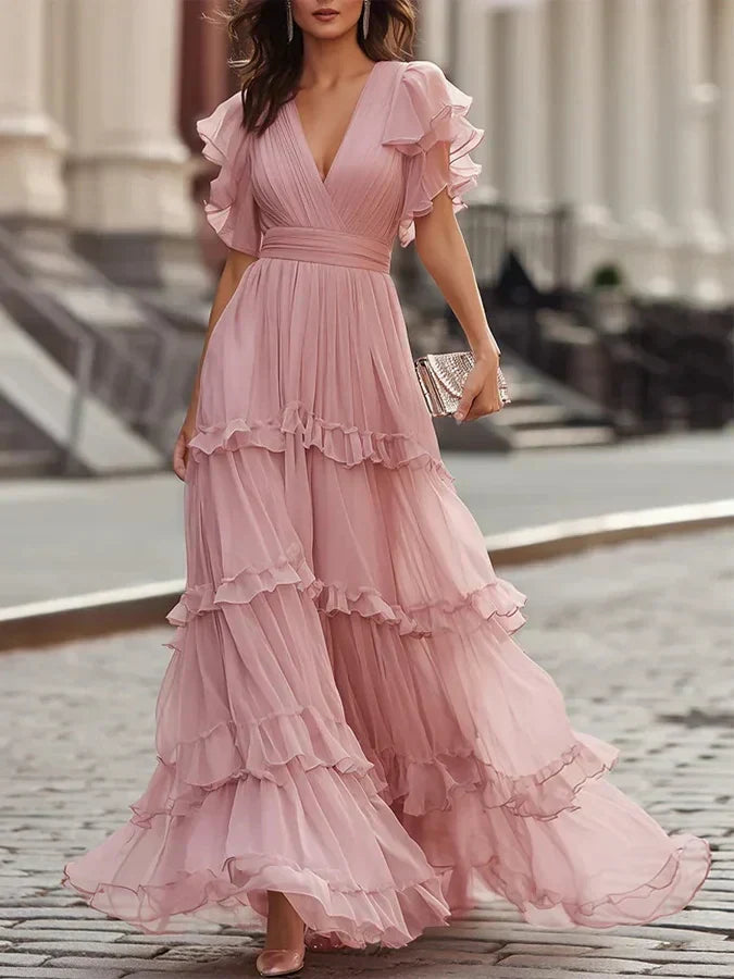 Zoé | Vestido Maxi Rosa Elegante para Boda