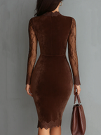 Aurélia™ | Minivestido de terciopelo con mangas de encaje