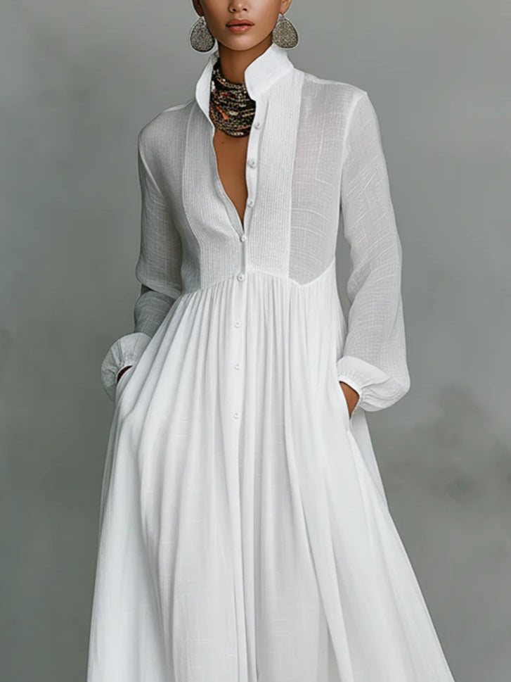 Léonie™ | Vestido maxi minimalista con cuello alto