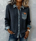 ANDREA – Top de punto patchwork con detalles vaqueros