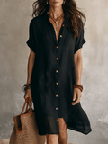 Vestido midi negro bohemio moderno de corte relajado