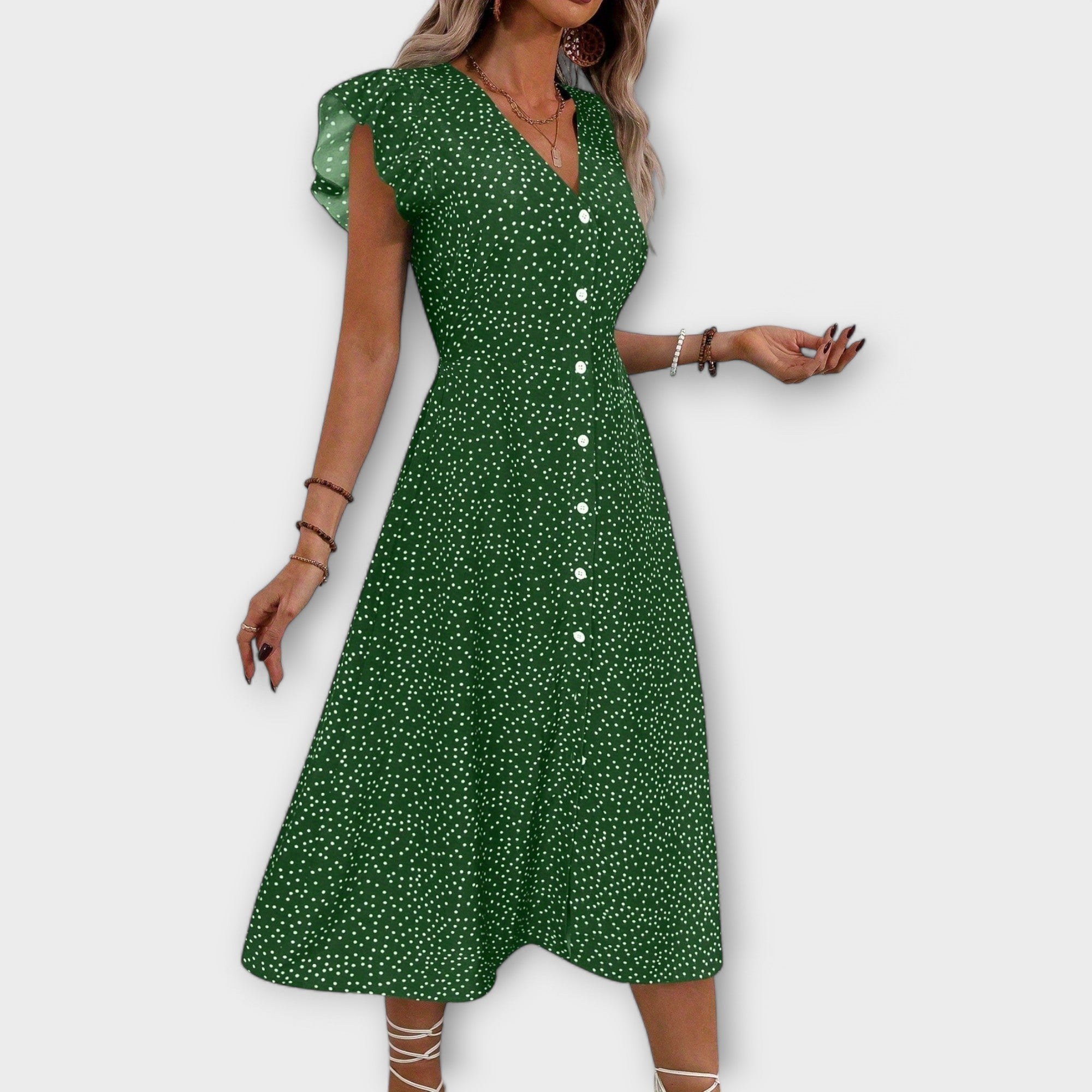 Vestido midi elegante con lunares