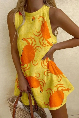 Virtudes™ | Minivestido Estampado de Cangrejos