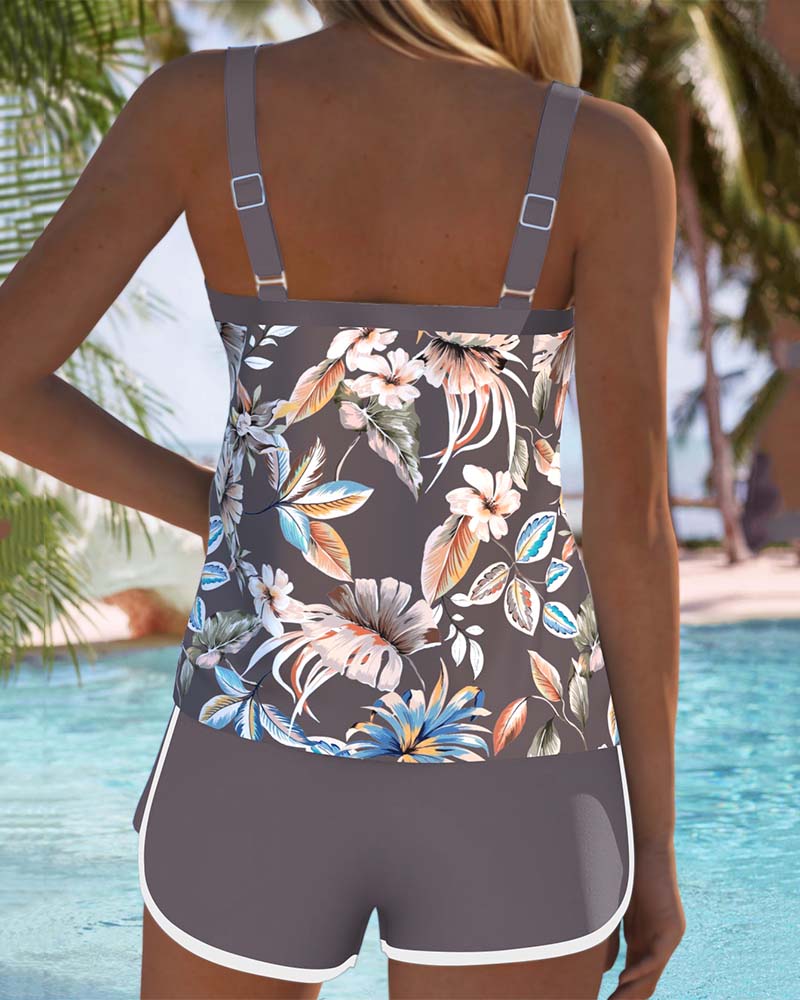 Rocío™ | Top Tankini Estampado sin Mangas