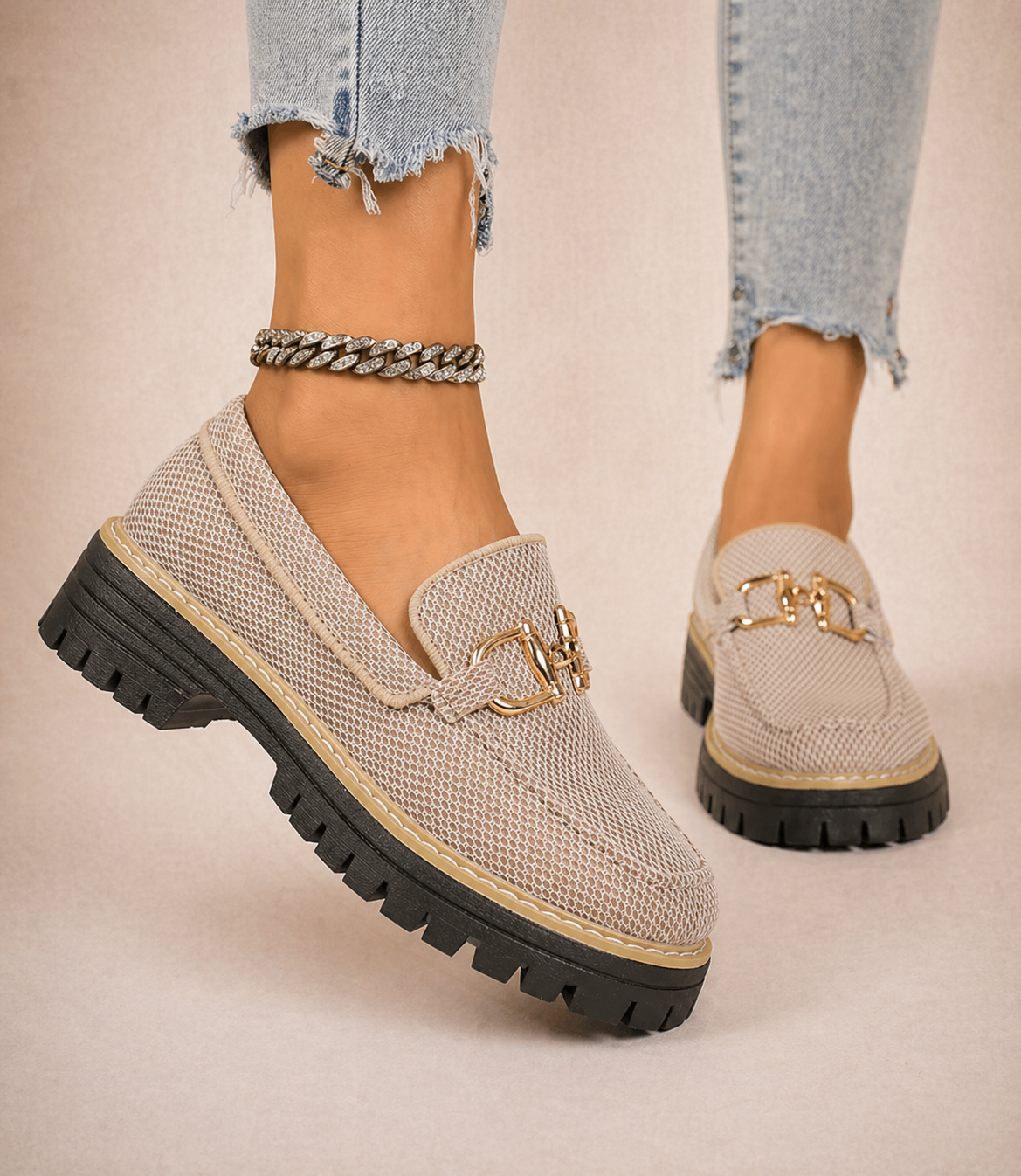 Romina - Mocasines de malla transpirable con suela gruesa