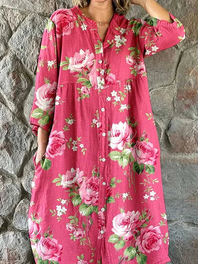 Mathilde™ | Vestido maxi floral artístico