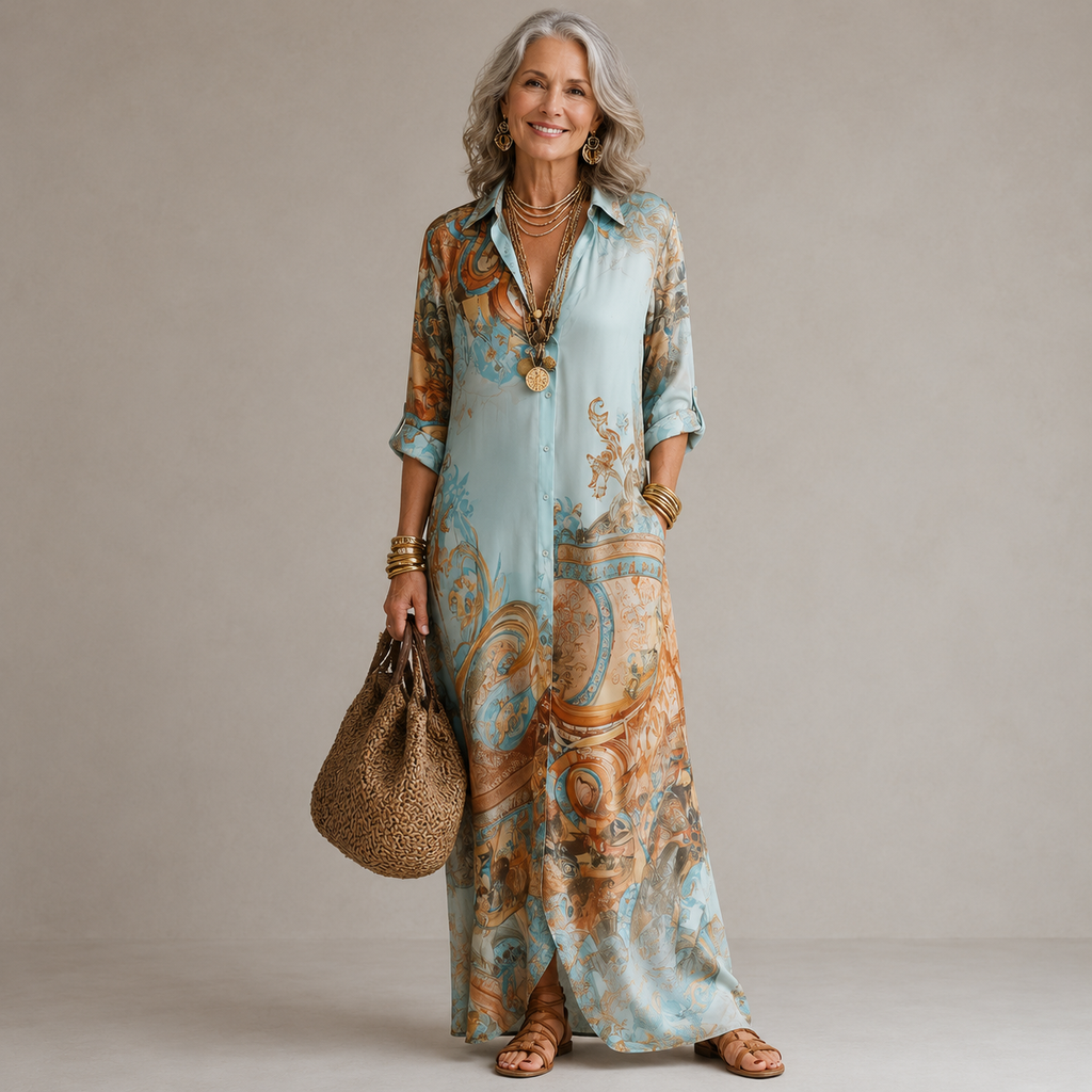 Evalexia | Vestido Maxi de Lujo con Estampado