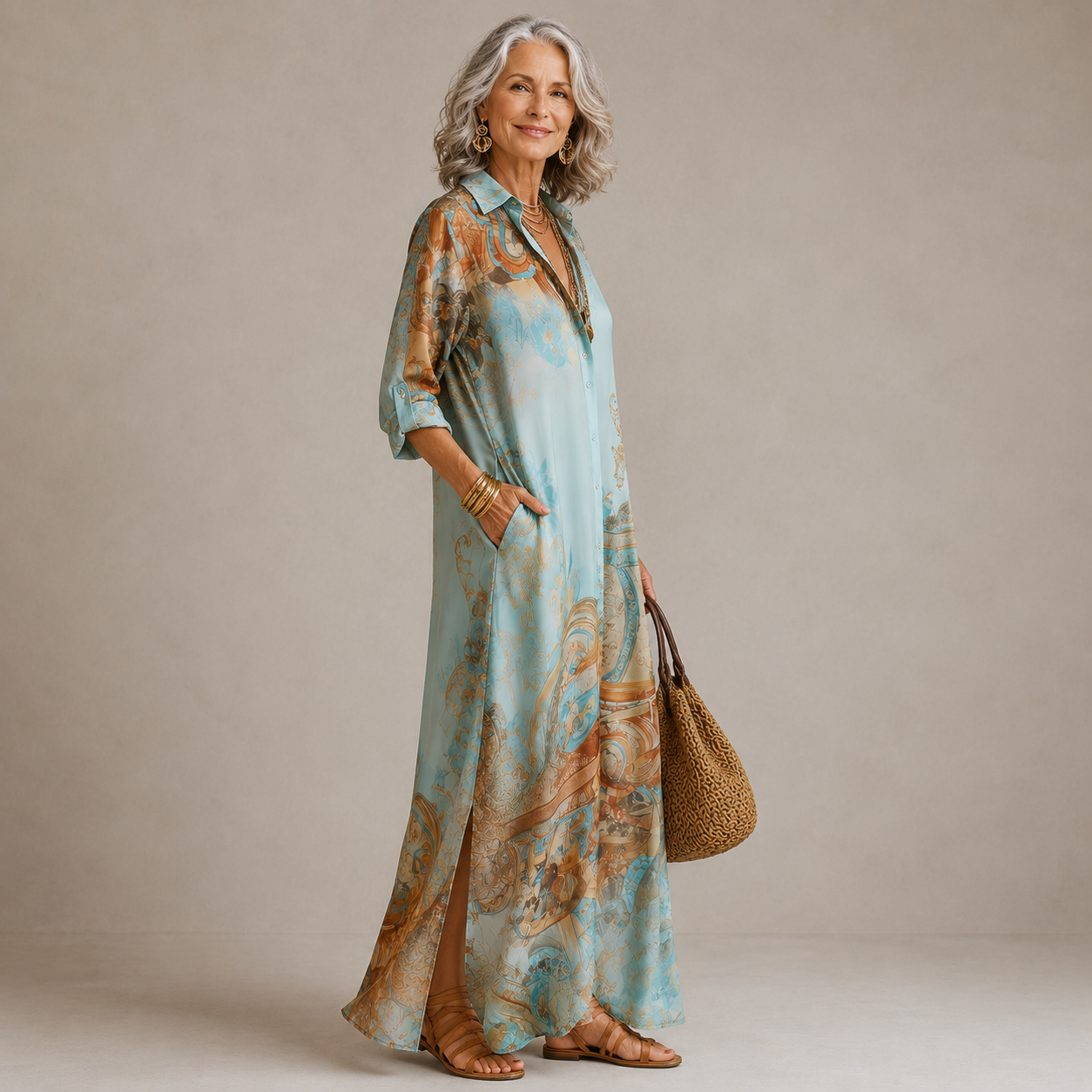 Evalexia | Vestido Maxi de Lujo con Estampado