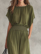 Vestido maxi holgado con cintura fruncida