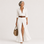 Lelivilia™ | Vestido maxi largo con cuello en muesca