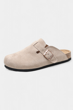 Aubree Zuecos Unisex de Gamuza con Hebilla Ajustable