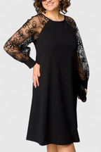 Bellezza Vestido de Encaje con Mangas Largas y Escote Redondo