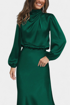 Cecila Vestido Maxi con Cuello Alto y Detalle Floral