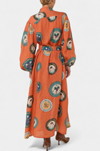 Sibley Vestido Maxi de Lino con Estampado Exclusivo y Cinturón