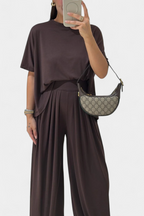 Trista Conjunto Casual de Top Suave y Pantalones de Pierna Ancha
