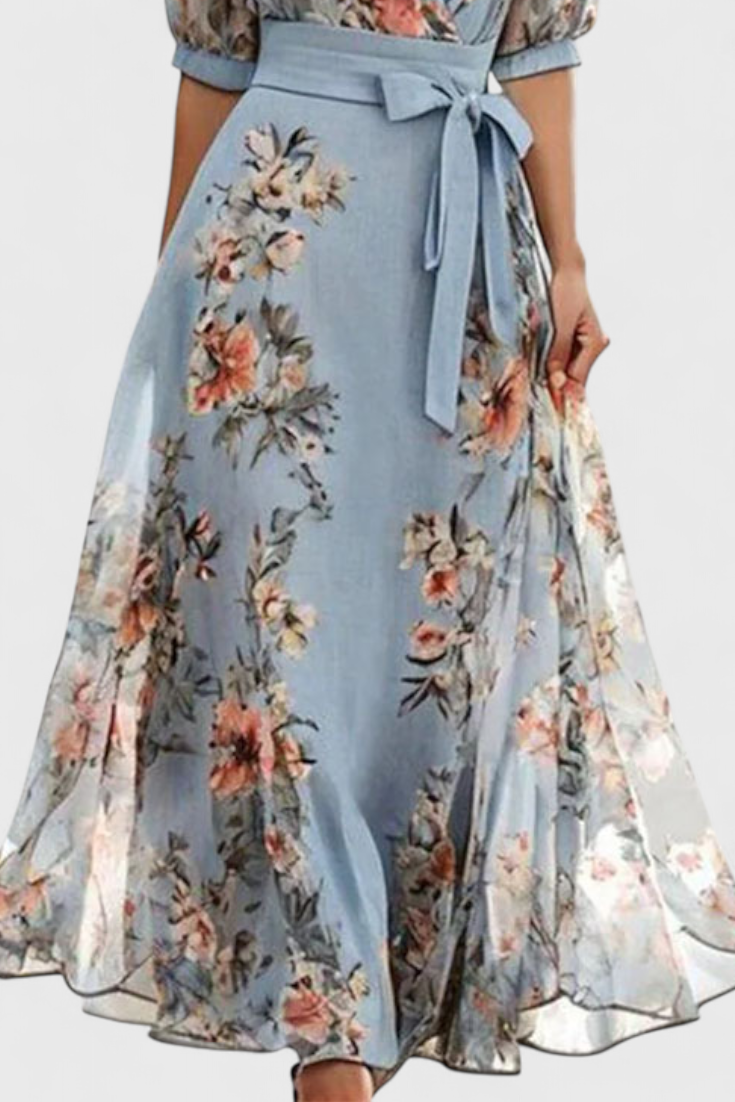 Arlet Vestido Midi Floral con Escote en V y Silueta Femenina