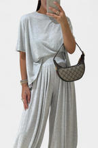 Trista Conjunto Casual de Top Suave y Pantalones de Pierna Ancha