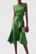 Claudia Vestido Midi Asimétrico con Drapeado Elegante