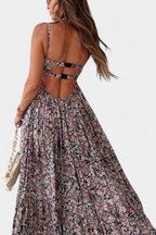 Reyna Vestido Maxi Floral con Espalda Abierta