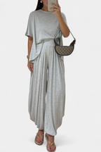 Trista Conjunto Casual de Top Suave y Pantalones de Pierna Ancha