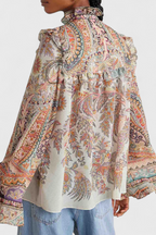 Finely Conjunto con Blusa de Volantes y Estampado Vintage Paisley