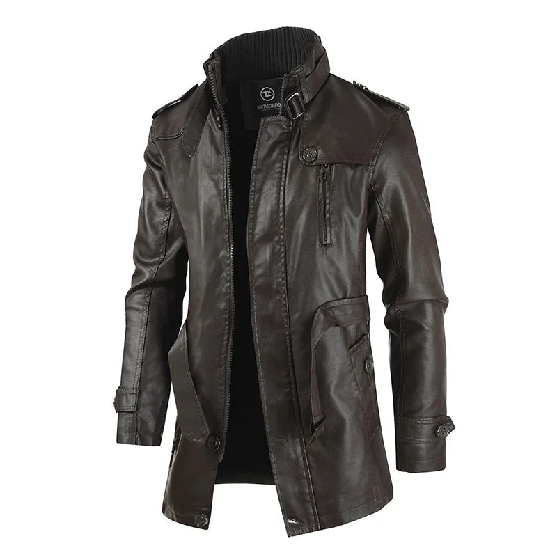 Daniel™ | Chaqueta de cuero larga y elegante para motorista
