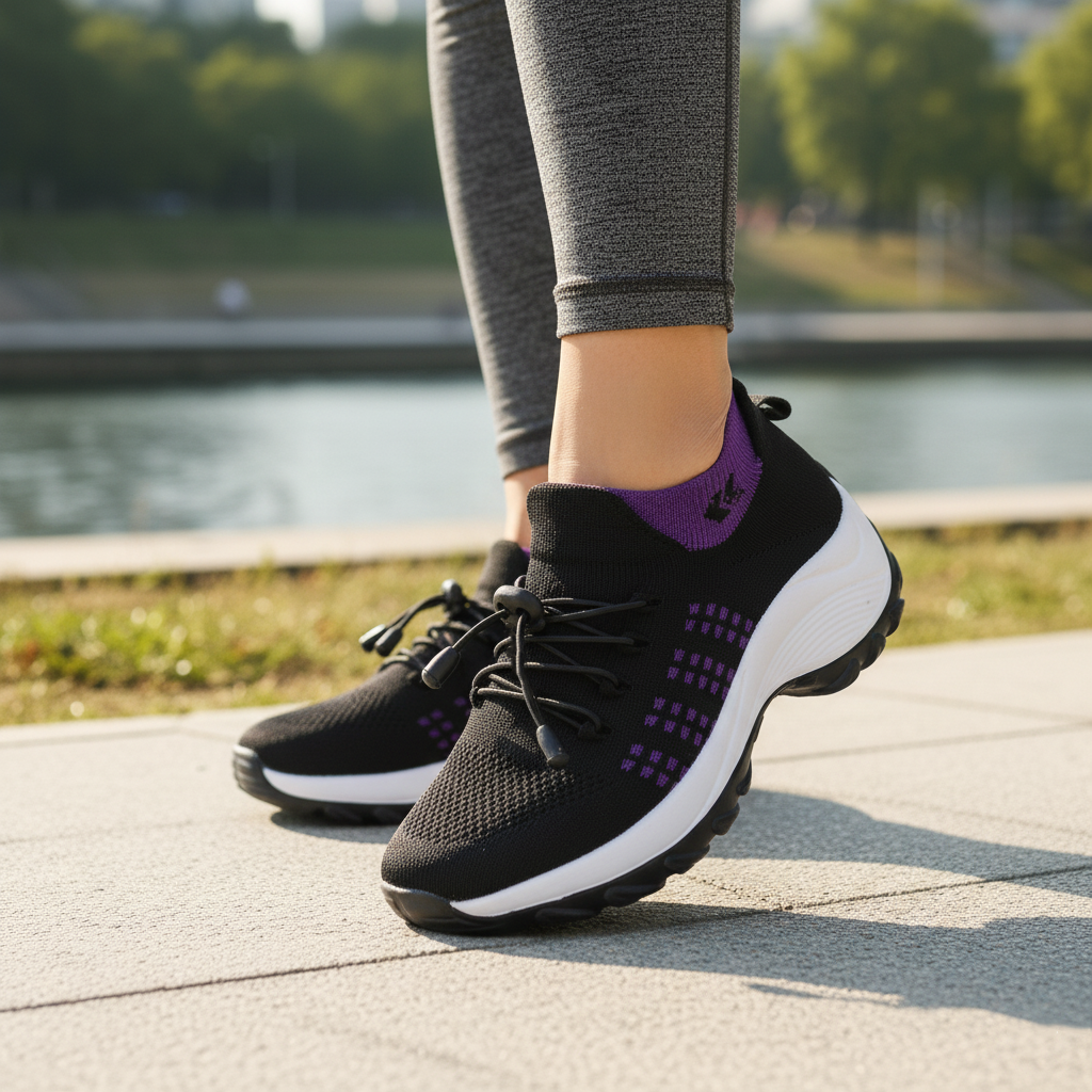 Ambulo zapatos ortopédicos de tejido de punto - lila y negro