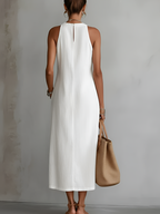 Jimena | Vestido midi bordado con cuello alto