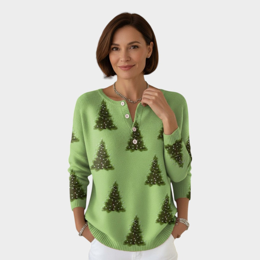 Isabelle | Suéter de Navidad con estampado de árbol de Navidad